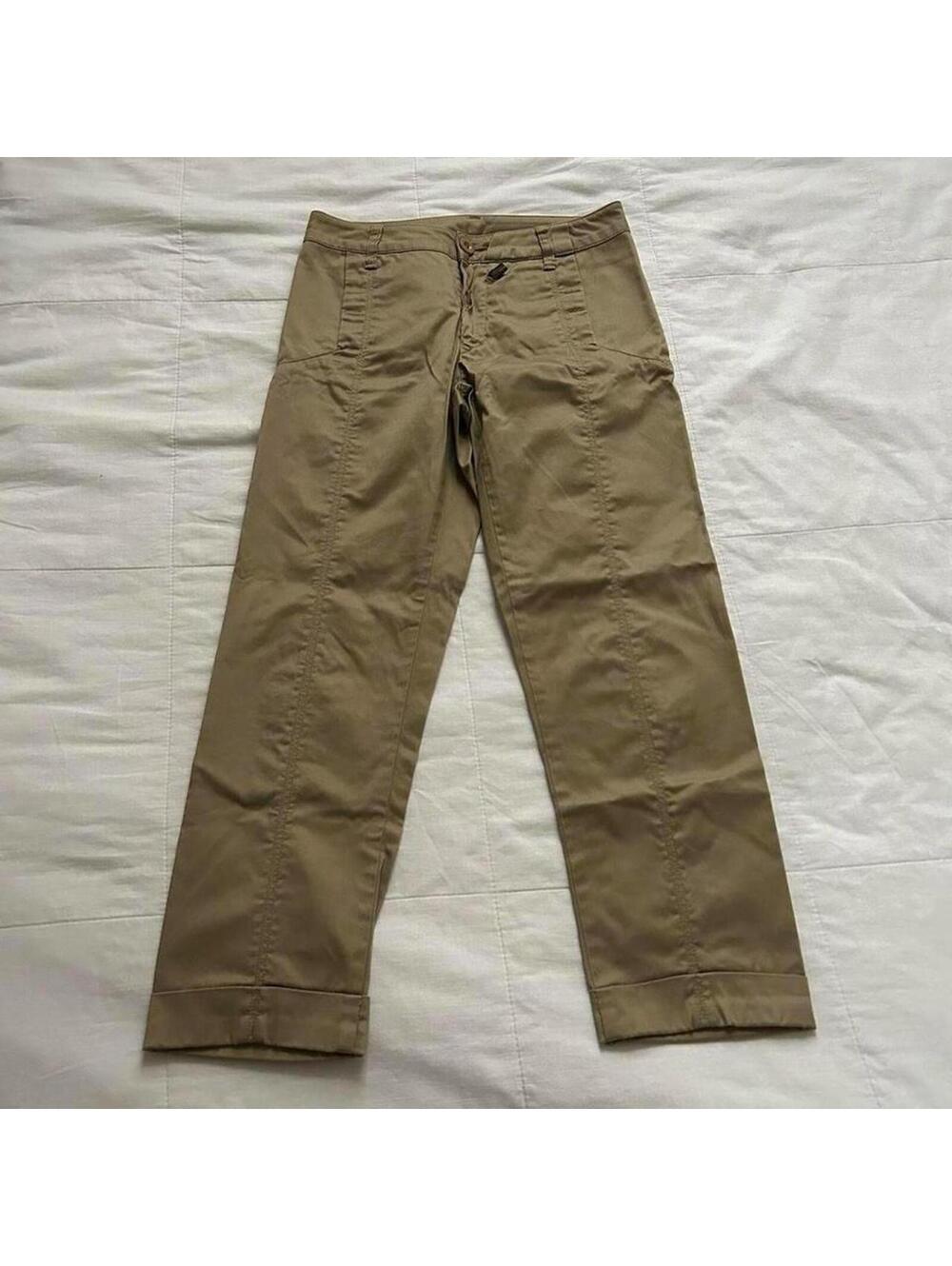 Marithe Francois Girbaud Le Casual draped unique detailing tan trousers